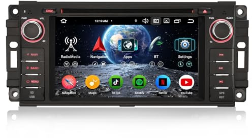 Erisin 8 Núcleos 4GB+64GB Android 14 GPS Navegación Estéreo de Automóvil para Jeep Compass Patriot Chrysler 300C Dodge Avenger Journey Soporte CarPlay Android Auto IPS DSP Bluetooth WiFi Dab+ Canbus