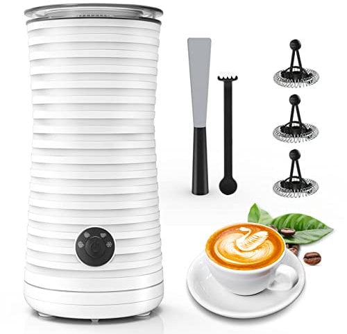 Morpilot Mousseur à Lait Électrique 4 en 1 à Mousse Chaude et Froide et Chauffe-lait, Emulsionneur Automatique 400W 240ml pour Cappuccino Macchiato Latte