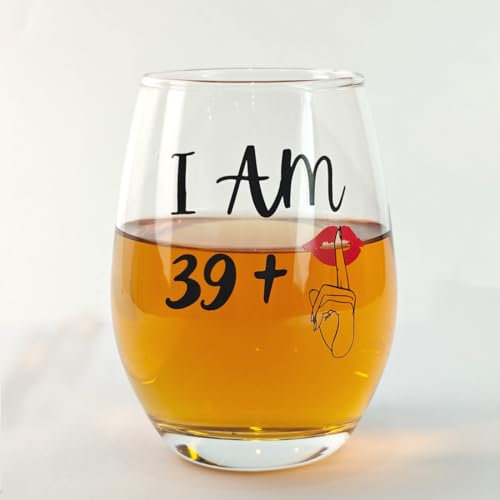BOKALAKA 40.Geschenke für Frauen,39+1, 40. Weinglas Geschenk Jubiläum Gläser für Frauen, 40. Geburtstag Frauen, 40. Geburtstagsgeschenk Für Frauen, 450ml