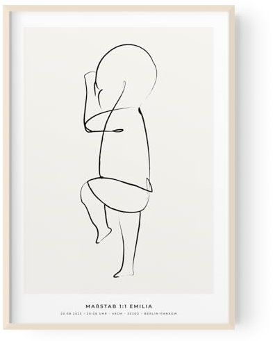 UNERY Geburtsposter personalisiert Maßstab 1:1, Baby Poster Kinderzimmer, Geburtsbild Geschenk, Birthposter Oneline, 50x70 cm