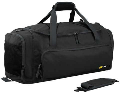 MIER Sporttaschen Herren mit Schuhfach 60L große Reisetasche Leicht Reisegepäck für Reise Gym Wochenend-Workout, Schwarz