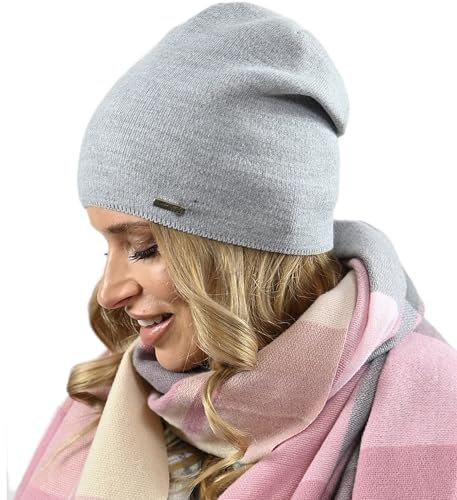 Alur Mütze Damen Beanie Wintermütze Strickmütze - Warme Elastisch Elegant Winter Mütze EKO - Weiches Garn Stilvoll Universell Warm (Grau)