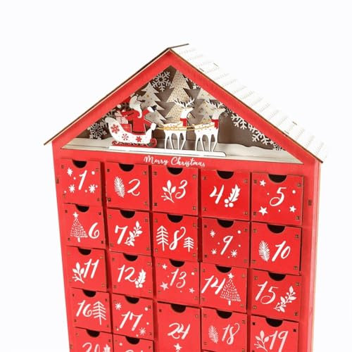 Adventskalender 2024 Rot Weihnachtshaus - 925 Silber Kollektion - Les Folies Schmuck