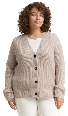 Tom Tailor Damen 1049417 Plussize Plus Size - RIPP Cardigan mit V-Ausschnitt (1er Pack)