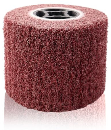Mumjooyi Nylonbürste Schleifwalze Bürste Satinierwalze Winkelschleifer Schleifhülsen für Schleifroller Schleifmaschine zum Polier Schleifen Mattieren Satinieren Rot 120 x 100 mm - 80 Körnung