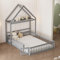 Wiuzo Kinderbett 140 x 200, Kinderbettgestell aus Massivholz mit Stauraum, Vollschutzgitter und Türen und Lattenrost, Grau