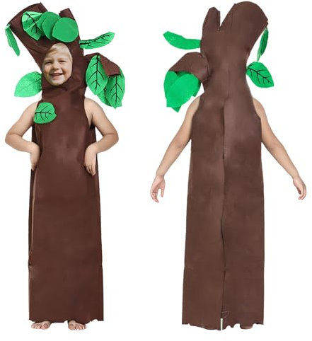 Costume da albero per bambini, vestito divertente per bambini, tuta da albero 9-13 anni, costume per Halloween, Natale, spettacoli, cosplay, eventi (taglia unica)