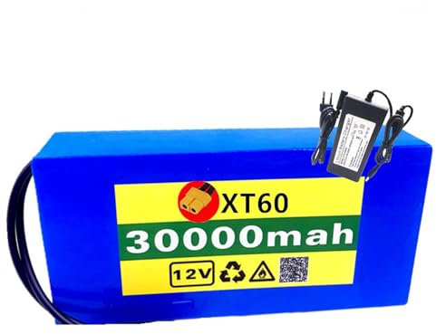 Batteria Al Litio 12V 30Ah 10S3P Batteria Per Bici Elettrica Batteria Agli Ioni Di Litio, Con Caricabatterie + BMS Batteria Al Litio Ricaricabile XT60 plug,12V 30Ah