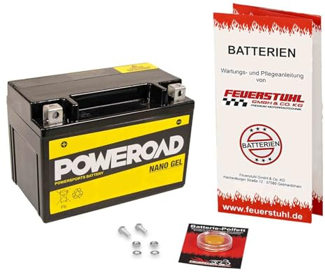 Batterie passend für Kymco Downtown 300i, 2009-2017, wartungsfrei | Gel, einbaufertig, startklar, auslaufsicher, von Poweroad, inkl. 7,50€ Batteriepfand