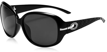 SAIIURV Sonnenbrille Damen Polarisiert Übergroße, Vintage Polarisierte Damen Sonnenbrille, Trendy, Klassisch, UV 400 Schutz, Leichtgewicht Sonnenbrillen, Brille mit Oversize Großer Rahmen (Schwarz)