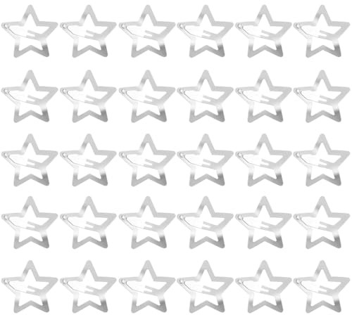 30 Pezzi Fermagli per Capelli Stella Argento Mollette, Clip per Capelli a Scatto in Metallo, Fermacapelli per Donna Bambina, Clip per Capelli di Metallo