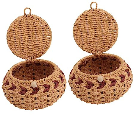 KONTONTY Gewebter Go Schachtopf Aus Gras 2 Stück Natürlicher Schachfiguren Aufbewahrungsbehälter Für Zuhause Und Freizeitspiele