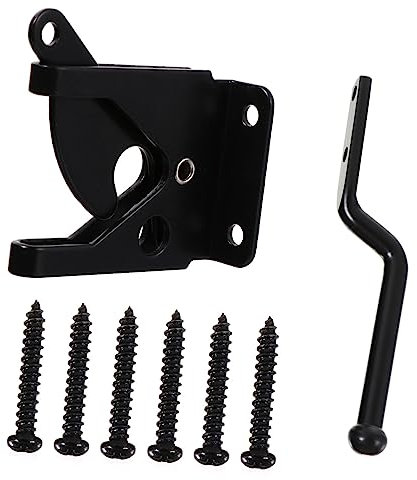 POPETPOP 1 Ensemble Verrouillage de charnière serrure de porte boulon loquets pour piscine levier de gravité pour clôture en bois loquet de porte autobloquant Acier Carbone Noir