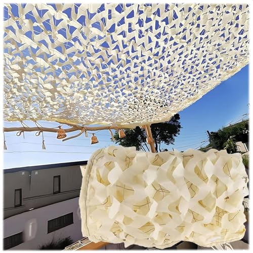 Filet de Camouflage Beige 3X6m 210D Tissu Oxford Voile d'ombrage Camouflage Net Militaire pour Parasol extérieur Camouflage de Chasse décoration de fête Housse de Voiture