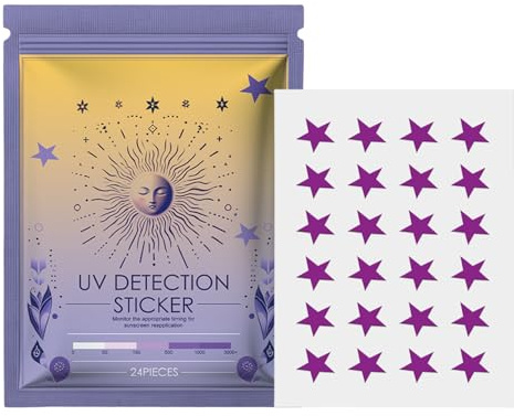 UV Detection Stickers | Sunscreen Stickers Reapply Reminder | Broad-Spectrum Face Sunblock Patches, Waterproof Personal Care Products for Daily Pool Beach Travel