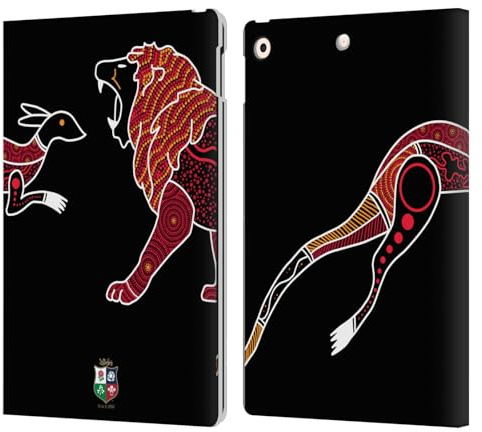 Head Case Designs Offizielle British and Irish Lions Wallaby gegen Löwe Abzeichen Leder-Wallet-Hülle Kompatibel mit Apple iPad 10.2 2019/2020/2021