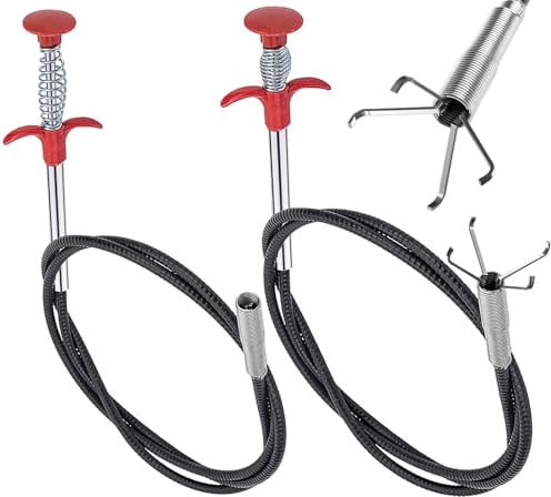 qjuwhua 2 Stück Krallengreifer Greifer Flexibel Rohrreinigungsspirale 90cm/60cm Greifzange Teleskop Gripper Abflussreiniger Toiletten Spirale Drain Cleaner für Küche Bad Abwasserkanäle