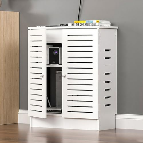Eleganter WiFi-Router Aufbewahrungsschrank - Stilvoller Bodenständer für Modem & Kabelmanagement WiFi Box Hider (50 x 70 x 30 cm) Weiß Perfekt für Home & Office Decor
