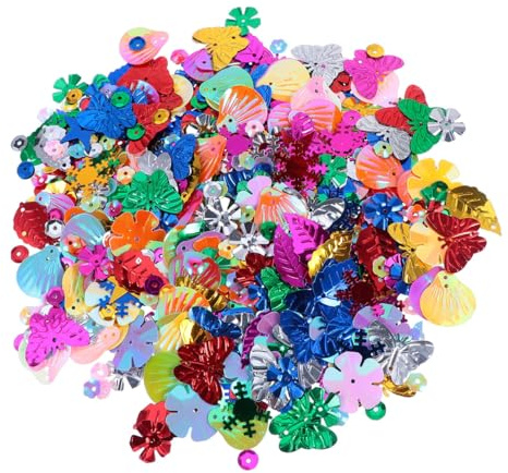 MAGICLULU 2 Packungen Bunte DIY Pailletten und Perlen Mix Flache Schimmernde Bastel Nähteile für Schmuckherstellung Grußkarten Bastelprojekte Vielfältige Formen pro Packung