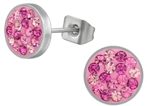 Diademita Ohrstecker Rund 8 mm aus Hochglanzpoliertem Chirurgenstahl mit Kristall