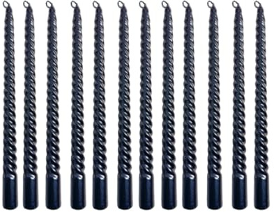 Cadzyre kerzen 12 stabkerzen schwarz,pyramidenkerzen,hochzeitskerze | stabkerzen,44g/Stück, pyramidenkerzen，2X25cm Drehen Sie die taufkerze schwarz，Perfekt für Hochzeiten, Partys, Kirchen