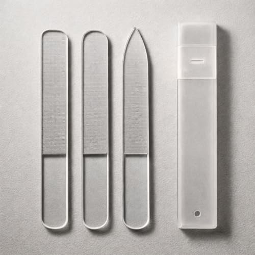 Set di 3 lime per unghie in vetro di cristallo professionale con custodia, 3 diverse teste per unghie naturali e artificiali, strumenti per manicure pedicure