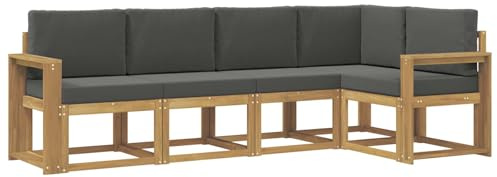 vidaXL Outdoor-Sofagarnitur mit Kissen 5 pcs Weiß und Anthrazit, Garten, modernes Outdoor-Sofa, wetterfestes Lounge-Möbel, perfekte Terrasse für gemütliches Sitzen