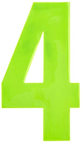 Merriway BH04965 High Visibility Self Adhesive Plastic Reflective Mailbox, House Wheelie Bin Number 4, 150mm (6 inch) - Yellow