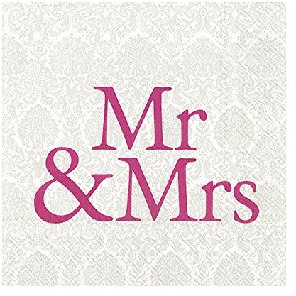 Serviette Ihr Motiv: Mr & Mrs schwarz Hochzeit 33x33cm 20 Servietten pro Packung (pink)