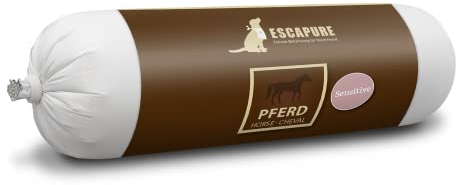 Escapure Nassfutter Wurst mit Pferd 800g - Delikatessrollen mit 90% Fleischanteil - Ergänzungsfuttermittel für Hunde in Wurstform - Hunde Fleischrollen - getreidefreie Hundewurst mit Hirsekuchen