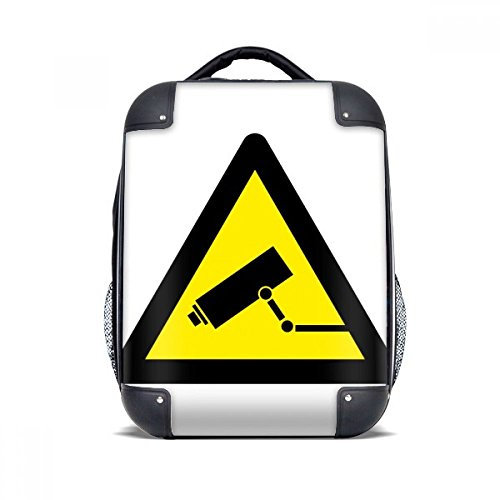 DIYthinker Warning Symbol Yellow Black Monitor Camera Triangle Hard Case Shoulder Carrying Children Backpack Gift 15