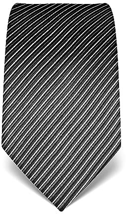 Vincenzo Boretti Herren Krawatte reine Seide gestreift edel Männer-Design zum Hemd mit Anzug für Business Hochzeit 8 cm schmal/breit anthrazit