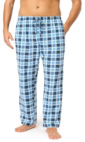 Timone Herren Schlafanzugshose Lang Pyjamahose aus Baumwolle Freizeithose Schlafhose Loungewearhose mit Taschen Nachtwäsche Hose für Herren Sleepwear Haushose TPP-001