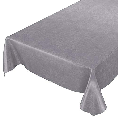 ANRO Tischdecke Wachstuchtischdecke Wachstuch Wachstischdecke Tischdecke Beton Grau Uni Urban 180x140cm eingefasst abwaschbar wasserabweisend Gartentischdecke Meterware pflegeleicht Lotuseffekt