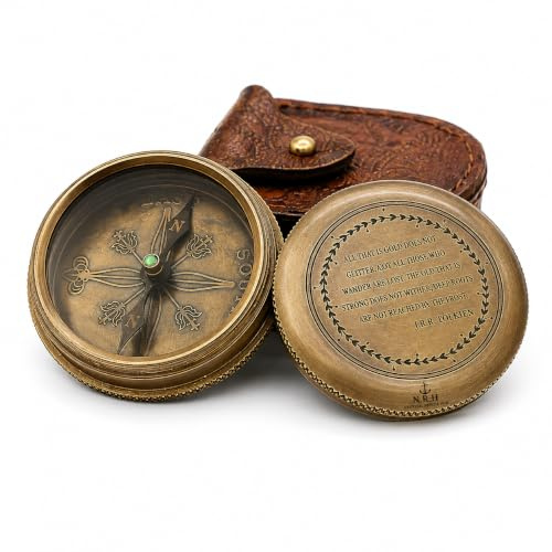 Brass Pocket Compass - Watch Type Compass & Case