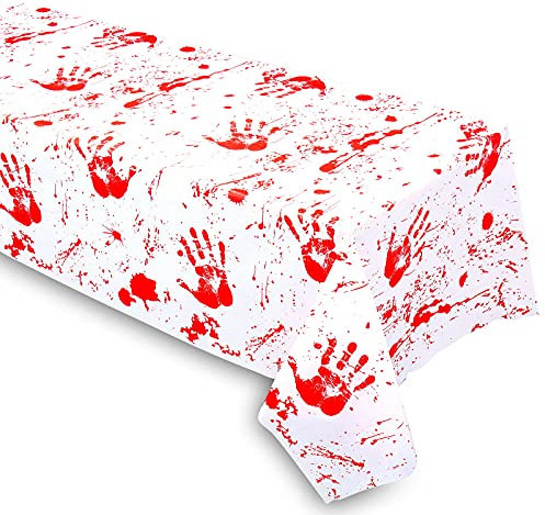 GRABO Halloween-Dekorationen – blutige Zombie-Tischdecke, gruselige Tischdecke, 102 x 130 cm, Halloween-Dekoration
