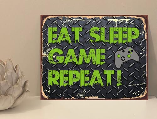 Eat Sleep Game Repeat Computer Xbox Novelty Metal Plaque Sign Gift