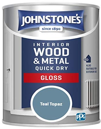 Johnstone's - Wood & Metal Paint - Gloss Finish - Teal Topaz - 750ml - Water Based - Non Drip & Quick Drying - Radiator Paint - Low Odour - Dry in 1-2 Hours - 8m2 Coverage per Litre