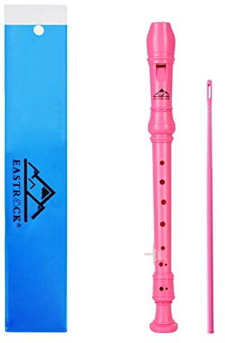 EastRock Sopran-Blockflöte für Anfänger und Kinder, C-Tasten-Blockflöte, deutscher Stil, Sopran-Blockflöte, ABS, 3 Stück, mit Reinigungsstab, Grifftabelle, Packtasche, Daumenauflage (Rosa)