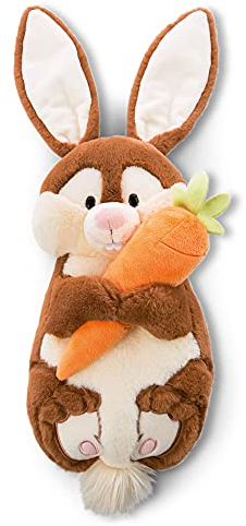 NICI 47351 Hase Poline Bunny mit Karotte – 2 in 1: Kuscheltier & Kuschelkissen für Mädchen, Jungen & Babys Plüschtier-Kissen in einem – Figürliches Kuscheltierkissen, braun/orange, 1 Stück (1er Pack)