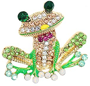 Grenouille Cristal Émail Broche Placage Or Strass Déclaration Animale Épinglette Broches Accessoires Bijoux De Mode Cadeau pour Femmes Fille
