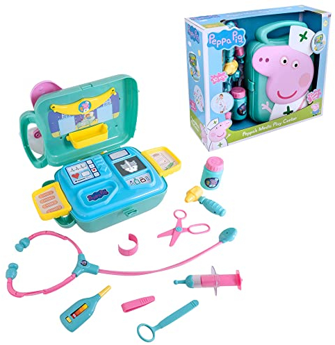 Peppa Wutz Arztkoffer Kinder | Tragekoffer, Enthält Stethoskop, Thermometer, Otoskop, Spritze & Mehr | Arztkoffer Kinder ab 3 Jahre