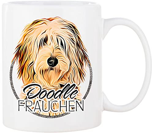 Cadouri Hunde-Tasse DOODLE FRAUCHEN Kaffeetasse mit Spruch - Geschenk für Hundebesitzer