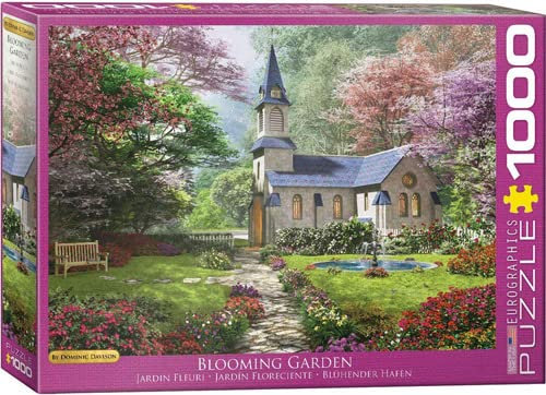 empireposter Dominic Davison - Kapelle im blühenden Garten - 1000 Teile Puzzle im Format 68x48 cm + Puzzle Alu Rahmen für 1000er