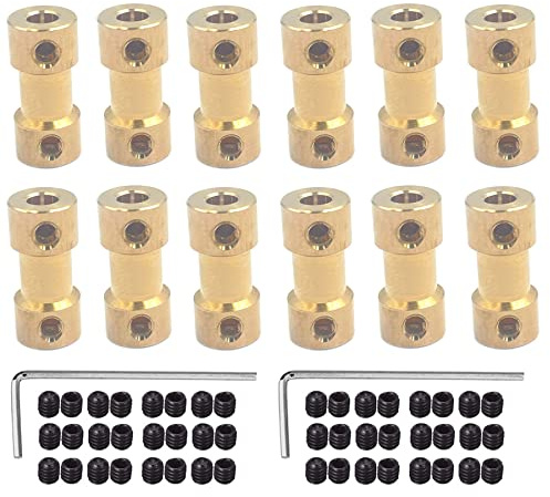 Lot de 12 raccords d'arbres en laiton de 5 mm à 5 mm - Raccord pour arbre de moteur pour robot RC DIY avion bateau