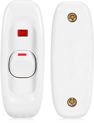 Commutateurs de Cordon en Ligne, Interrupteur de Commande de Lampe Marche et Arrêt 10A AC 250V, 5 Interrupteurs de Commande à Bascule Noir Blanc pour Lampe de Bureau LED Chambre à (Blanc)