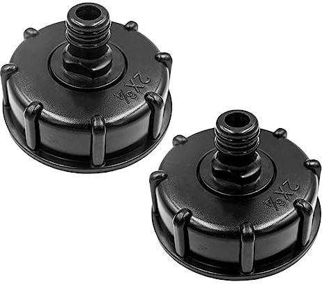 SyiXute 2 Stück IBC Tankdeckel,IBC Adapter Kappe,S60x6 bis 4,3/4 Innengewinde,Flüssigkeitsspeicher Deckel Adapter,Tankanschluss Kunststoffverschlussdeckel Innengewinde Anschluss Zubehör Für Tank