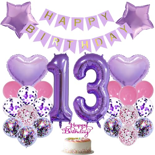 Luftballon 13 Geburtstag Lila Folienballon 13 jahre Geburtstag dekoration mädchen Luftballons Lila Geburtstag Happy Birthday Folienballon 13 Geburtstagsdeko Mädchen Geburtstag Deko Mädchen lila