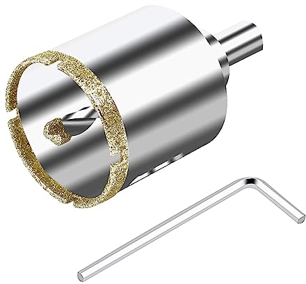 ASNOMY Scie cloche diamantée de 48 mm avec foret de centrage, couronne de forage creuse diamantée pour verre, carrelage, céramique, marbre, granit