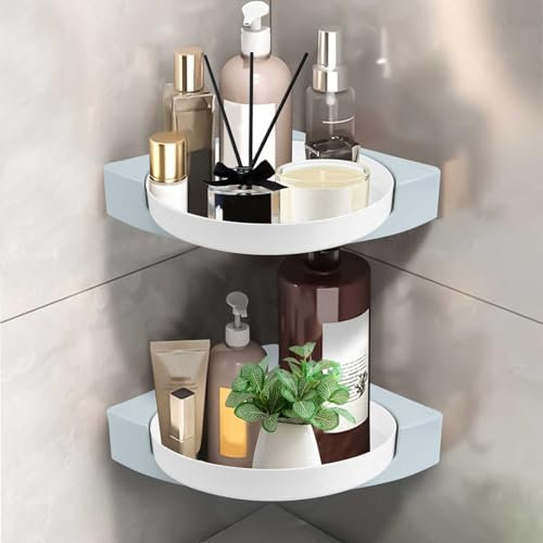 Ladieshow 360°Rotating Shower Storage Rack, Corner Shower Caddy, Bathroom Shower Shelf No Drilling, 2pcs Shower Organizer Corner Shower Shelf For Bathroom Accessory & Kitchen Accessories